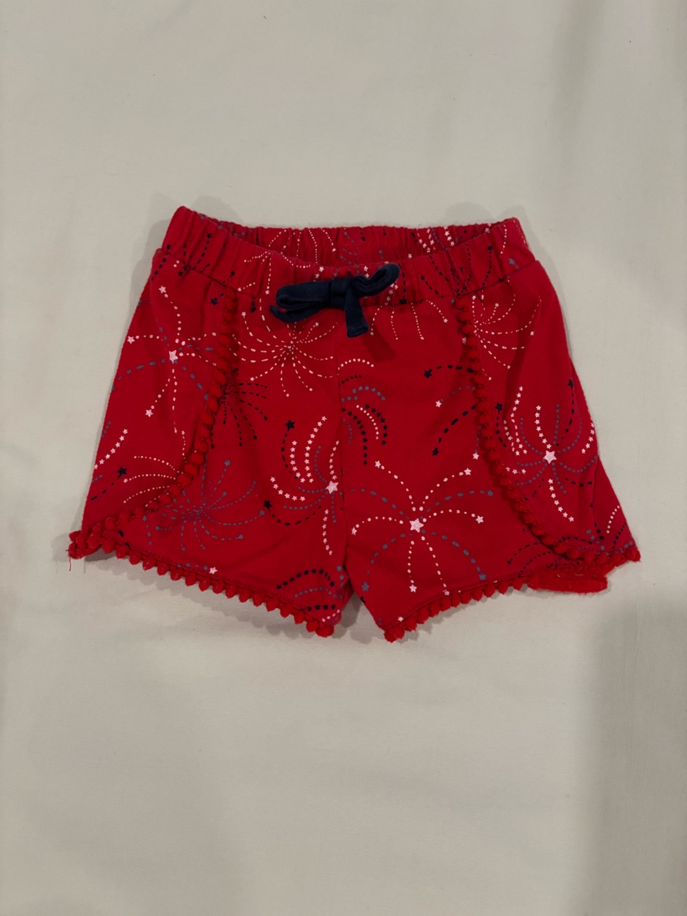 Toddler Red, White, and Blue fireworks shorts